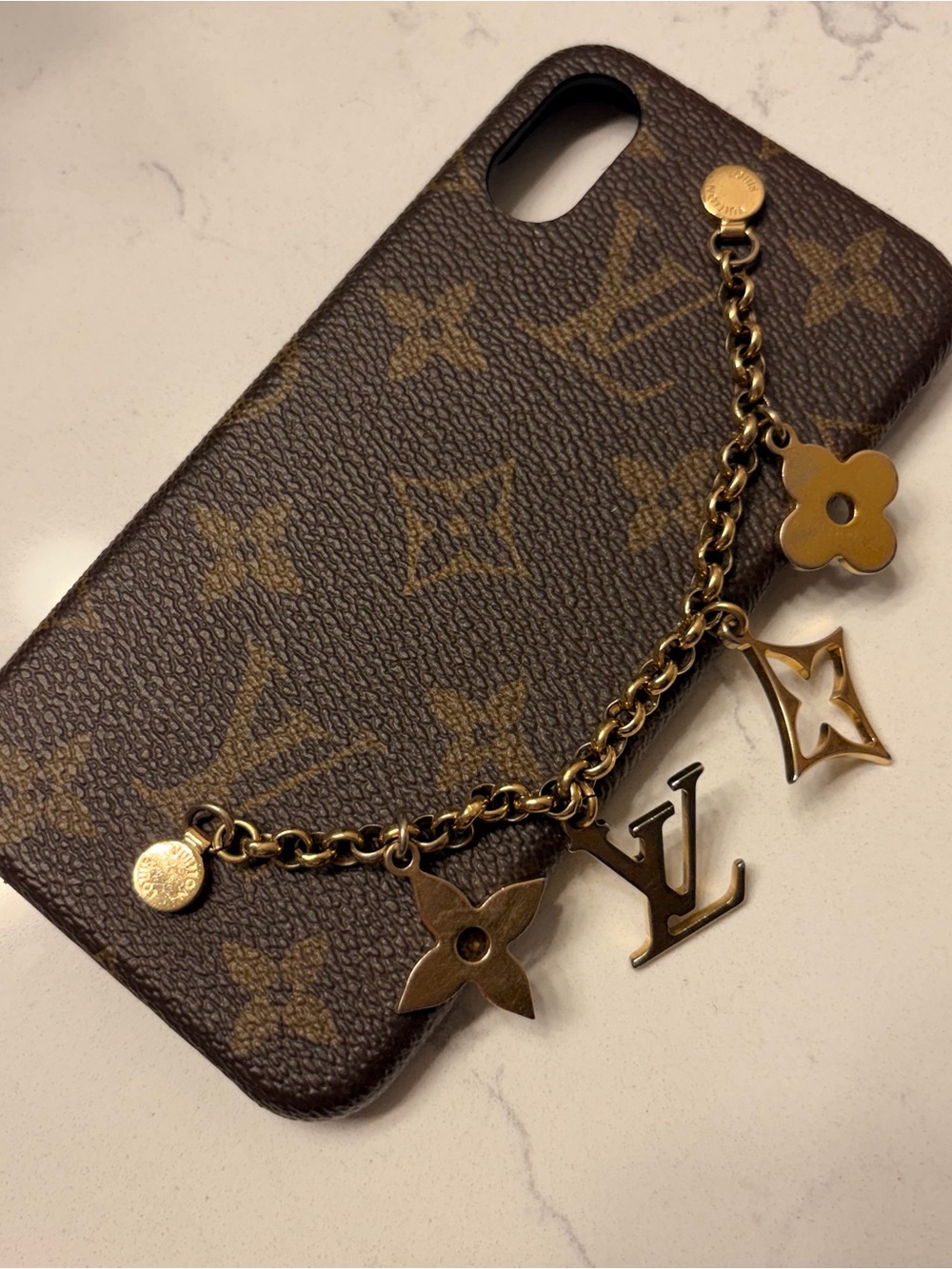 Louis Vuitton Brown Monogram iPhone X/XS Charm Phone Case
